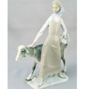 LLADRO RARE RETIRED Girl with Pitcher and Goat #4590 matte finish 1969 vintage